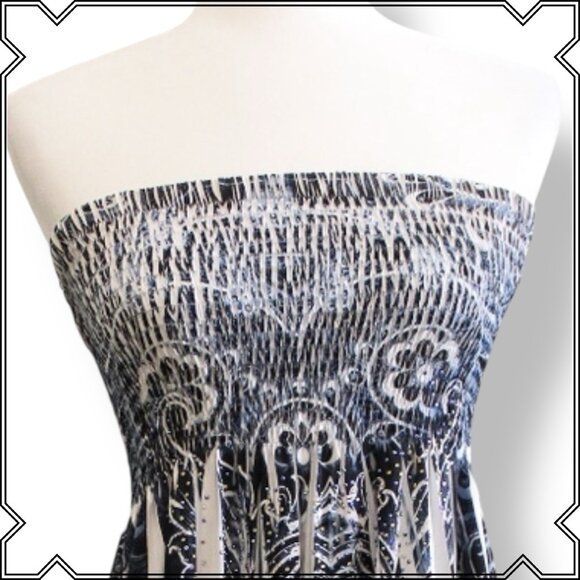 CRISTINALOVE Strapless Smocked Floral Summer Dress - Size M - Picture 4 of 8